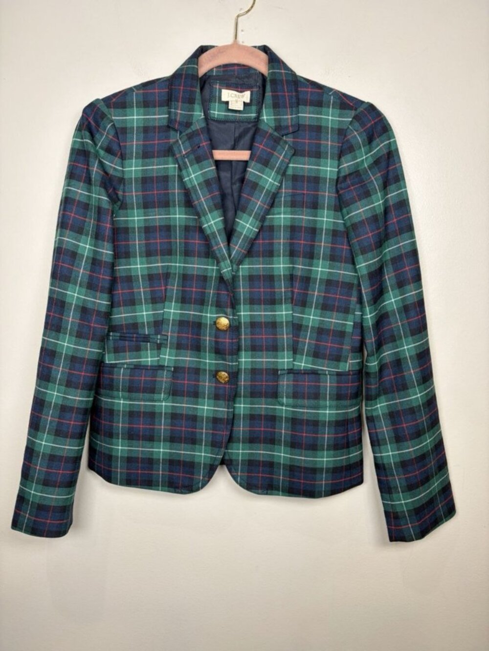 J. Crew Schoolboy Blazer Size 2 Tartan Plaid Wool Blend Preppy Career Work